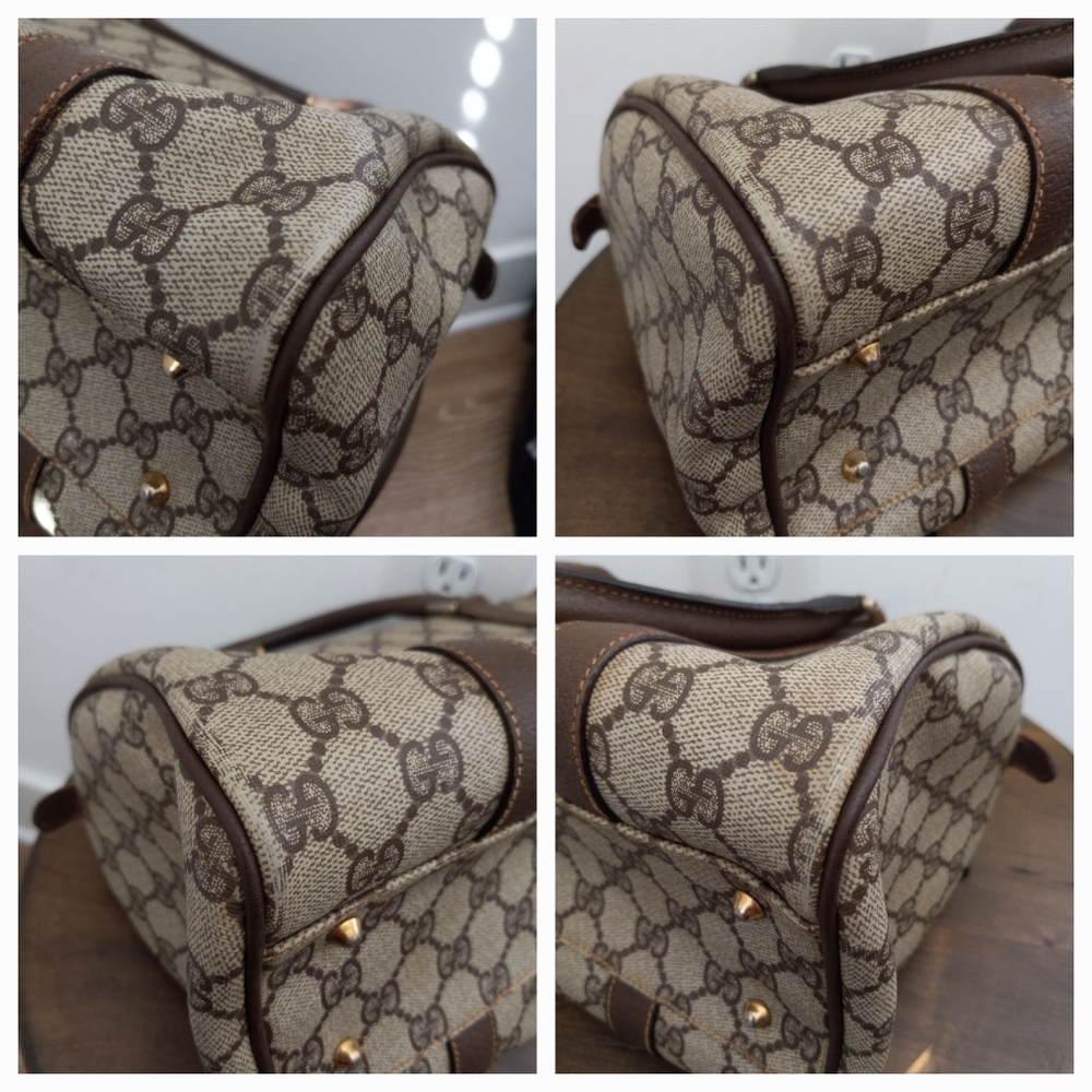 Authentic Vintage Gucci GG Monogram Supreme Sherry Web Ophidia Boston Doctor Bag - Picture 7 of 11